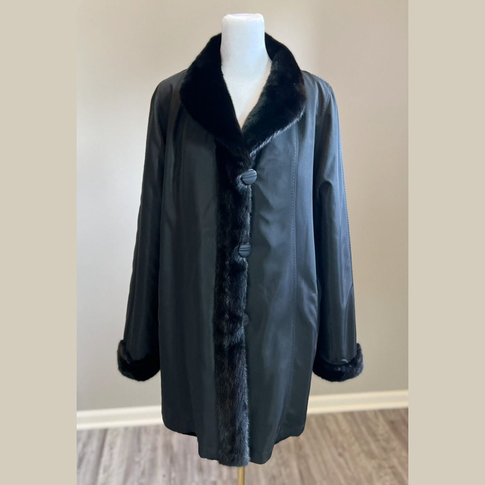 Stunning Black Dyed Sheared Mink Fur Jacket Reversible to Rainwear Size 14 NEW! Clothing, Shoes & Accessories:Women:Women's Clothing:Coats, Jackets & Vests Style Your Walls